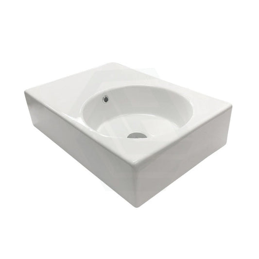 600X425X168Mm Ikon Art Left/Right Round Bowl Wall Hung White Ceramic Shelf Basin Right Basins
