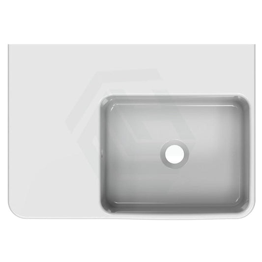 600X425X168Mm Ikon Art Left/Right Square Bowl Wall Hung White Ceramic Shelf Basin Right Basins