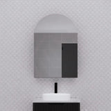 600x870x140mm Arch Pencil Edge Mirror Wall Hung Shaving Cabinet Matt Black