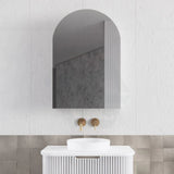600x870x140mm Arch Pencil Edge Mirror Wall Hung Shaving Cabinet Matt White