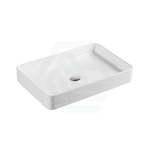 605X405X115Mm Ultra Slim Rectangle Gloss White Above Counter Ceramic Wash Basin