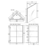 608x800x442mm Fienza Pencil Edge Mirror MDF Corner Shaving Cabinet White