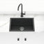 610X457X205mm Carysil Black Single Big Bowl Granite Kitchen/ Laundry Sink Top/ Flush/ Under Mount