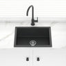 610X457X205mm Carysil Black Single Big Bowl Granite Kitchen/ Laundry Sink Top/ Flush/ Under Mount
