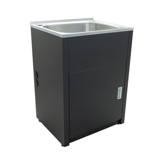 610X510X900Mm 46L Matt Black Stainless Steel Laundry Tub Cabinet Freestanding Tubs