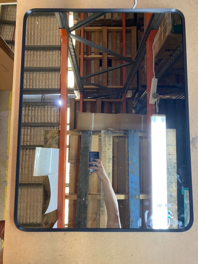 610X810mm Led Mirror Black Framed Rectangle Backlit