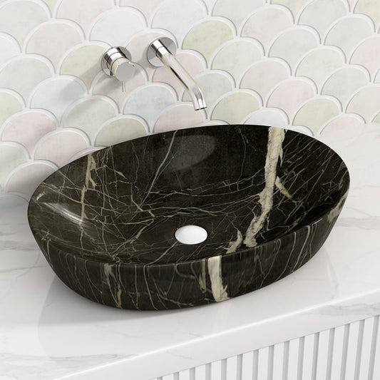 615X420X140Mm Bathroom Oval Above Counter Ceramic Wash Basin Marble Basins
