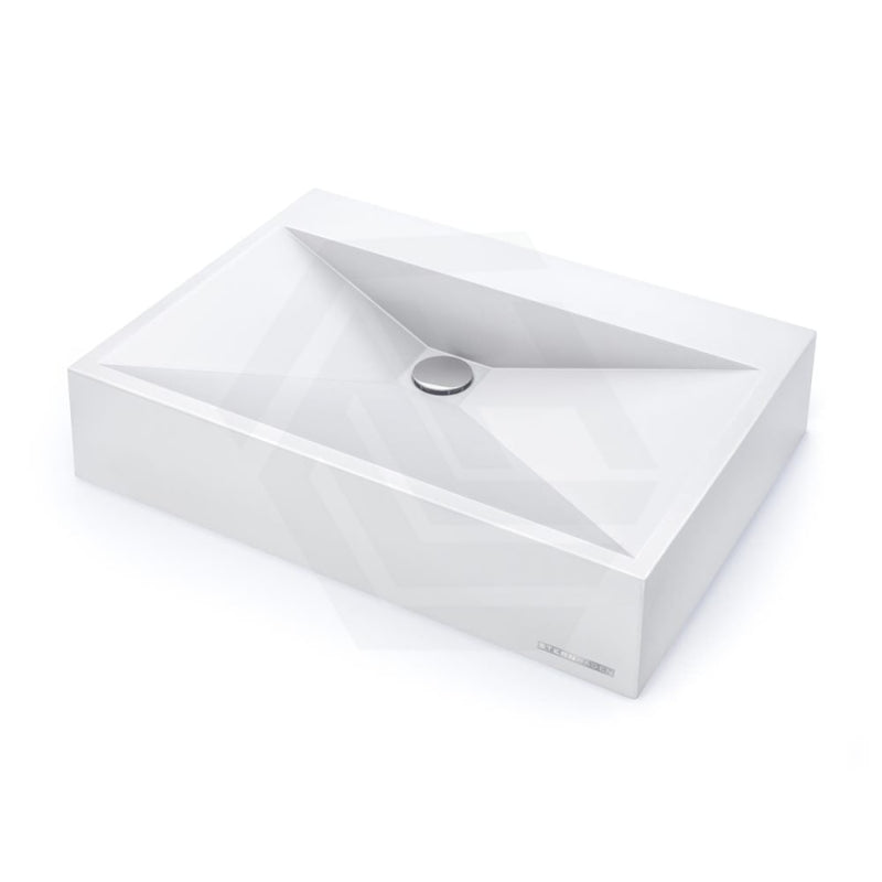 615X445X130Mm Above Counter Basin White Gloss Bathroom Wash Sani-Quartz Composite Golden Cut Basins