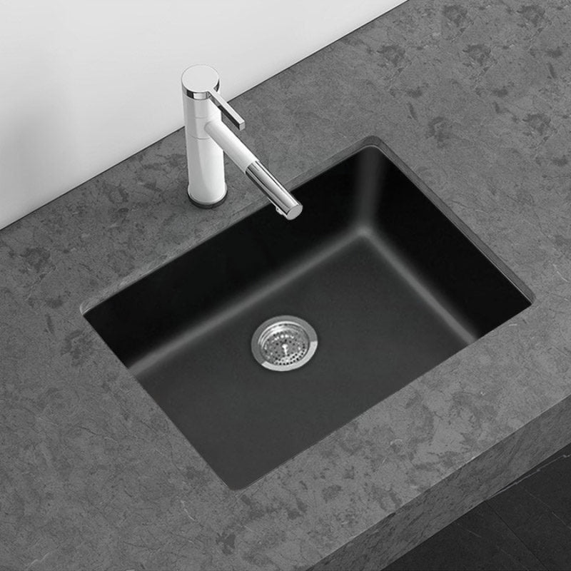 635X469X241Mm Black Granite Quartz Stone Under Mount Kitchen Laundry Sink Single Bowl