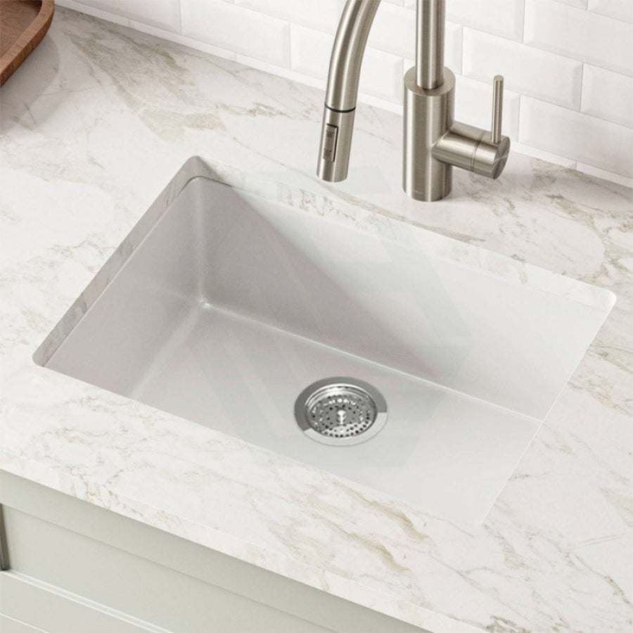 635X470X241mm White Granite Quartz Stone Undermount Kitchen Laundry Sink Single Bowl