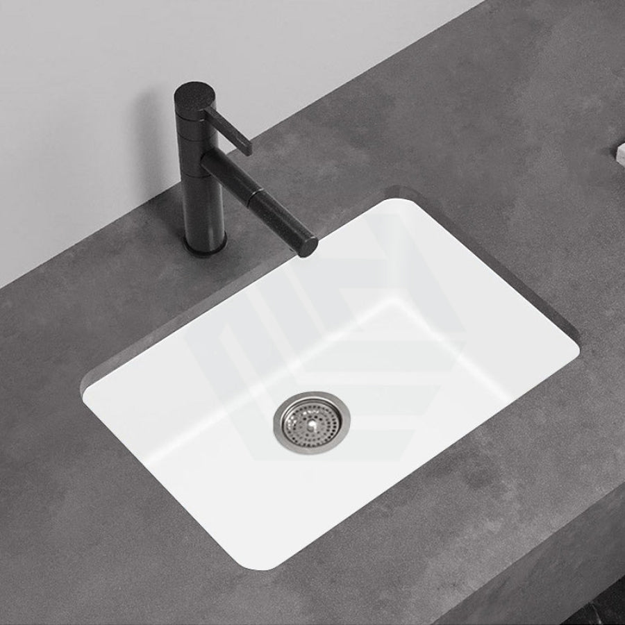 635X470X241mm White Granite Quartz Stone Undermount Kitchen Laundry Sink Single Bowl