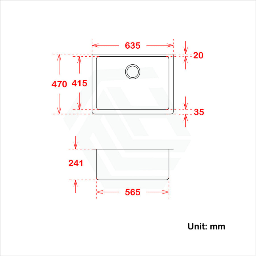 635X470X241mm White Granite Quartz Stone Undermount Kitchen Laundry Sink Single Bowl