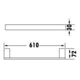 Rosa 610/750Mm Single Towel Rail Matt Black 610Mm Rails