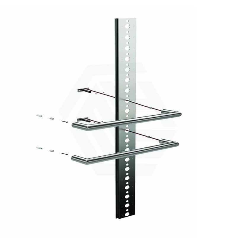 450/630/830Mm Thermogroup Square 3 Single Bar Heated Towel Rail Polished Stainless Steel Rails