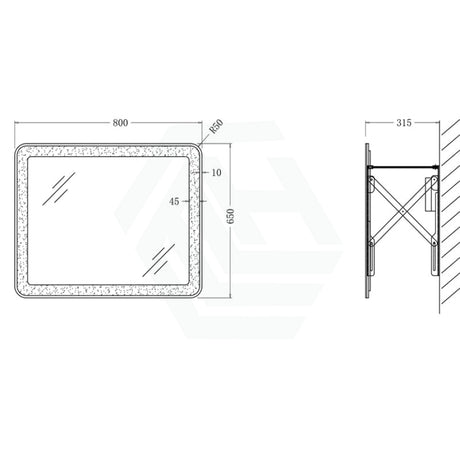 650/800Mm Pull Out Led Mirror White Mechanism Framed Automatic Light Horizontal Mirrors