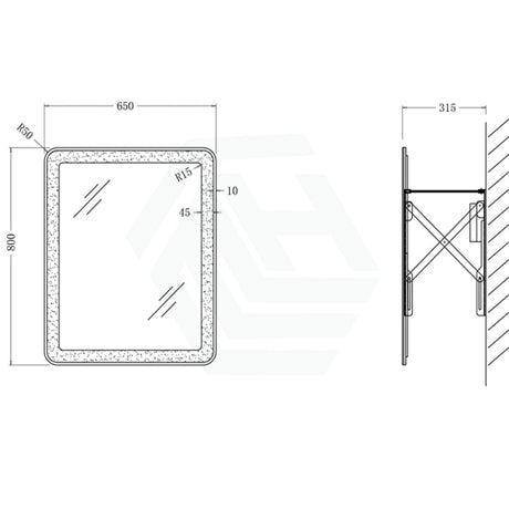 650/800Mm Pull Out Led Mirror White Mechanism Framed Automatic Light Vertical Mirrors