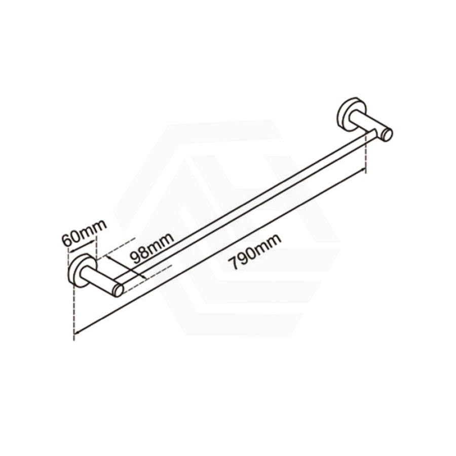 G#1(Gold) Round Brushed Brass Single Towel Rack Rail 800Mm Stainless Steel Cut To Size Gold Rails