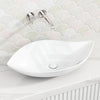 660X390X150Mm Above Counter Ceramic Art Basin Special Leaf Shape Gloss White For Bathroom Basins