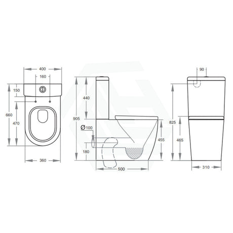 660X395X905Mm Ambulant Toilet Suite Box Rim Back To Wall Back/Left And Right Bottom Inlet Special