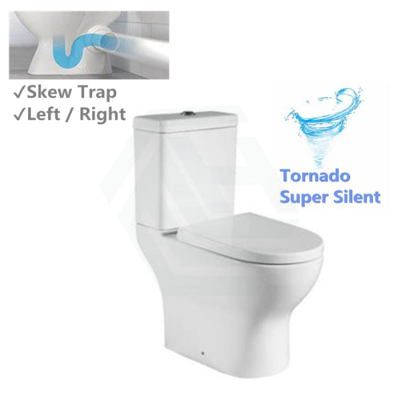665X375X830Mm Right Or Left Hand Skew Trap Toilet Suite Tornado Flushing Ceramic Back And Bottom