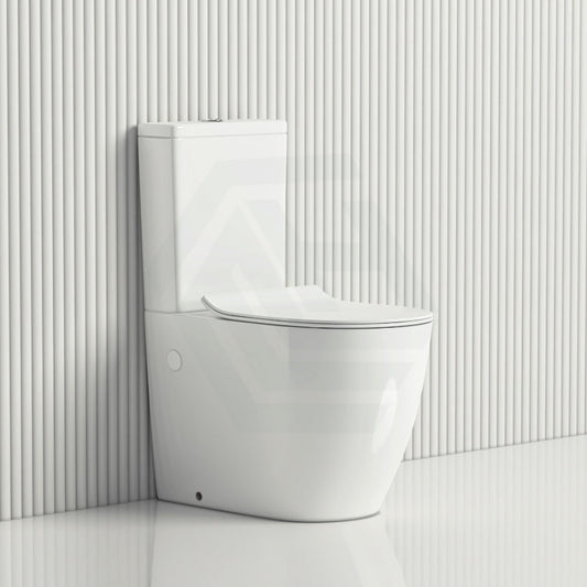 665X380X845Mm Bathroom Back To Wall Toilet Suite Comfort Height Rimless Slim Duraplas Seat Ceramic