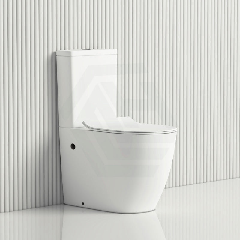 665X380X845Mm Bathroom Back To Wall Toilet Suite Comfort Height Matt White Rimless Flushing Ceramic
