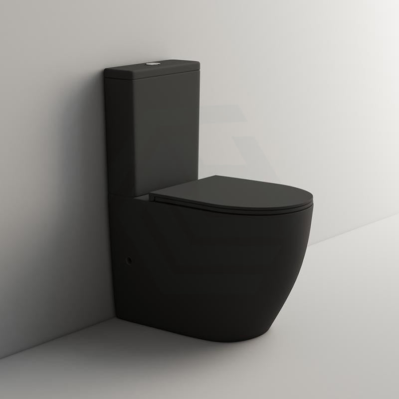 Ceramic Toilet Suite Rimless Comfort Height 665mm Matt Black