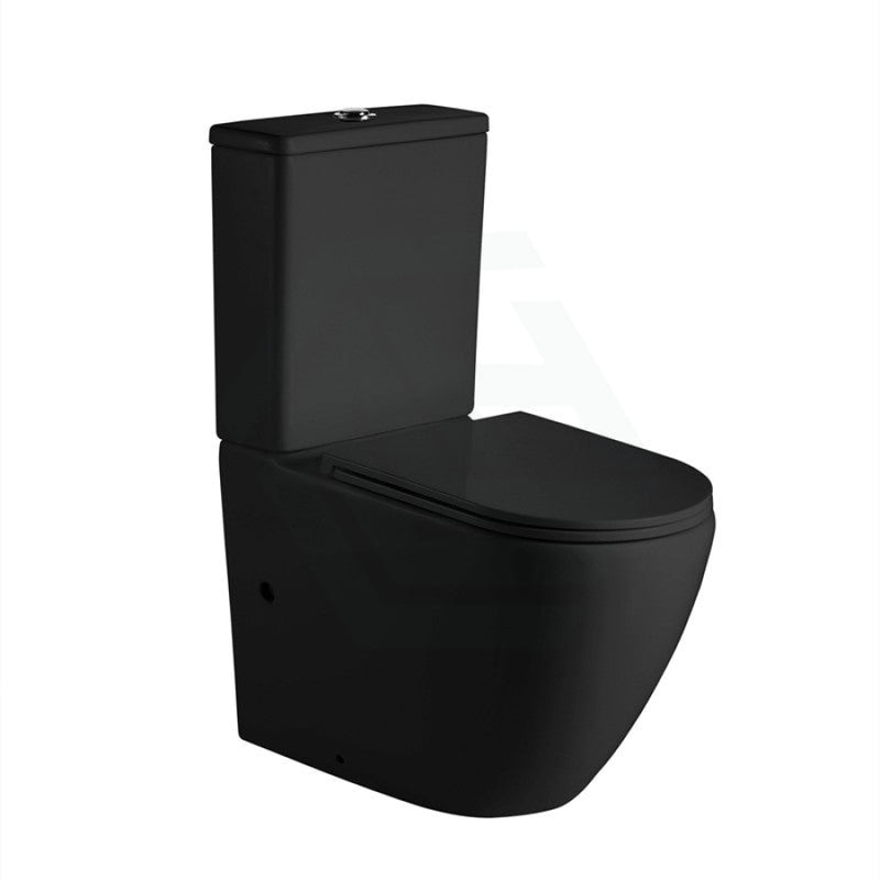 Hani 665X380X845Mm Rimless Back To Wall Ceramic Comfort Height Toilet Suite Matt Black R&amp;t