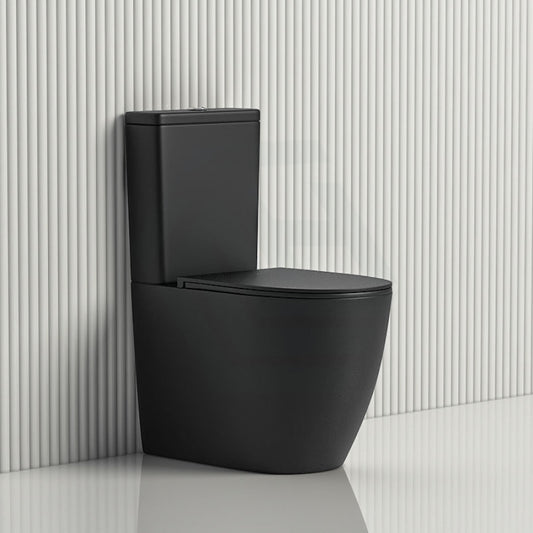665X380X845Mm Rimless Back To Wall Ceramic Comfort Height Toilet Suite Matt Black R&T Flushing