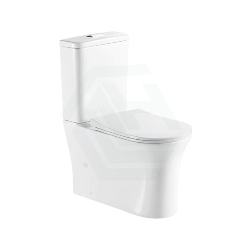 665X395X850Mm Bathroom Back To Wall Toilet Suite Rimless Slim Duraplas Seat Ceramic Gloss White