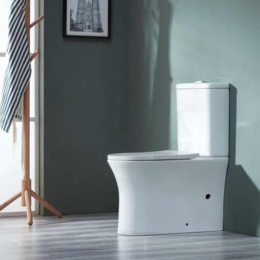 Toi 608X360X800Mm Bathroom Back To Wall Toilet Suite Rimless Slim Duraplas Seat Ceramic