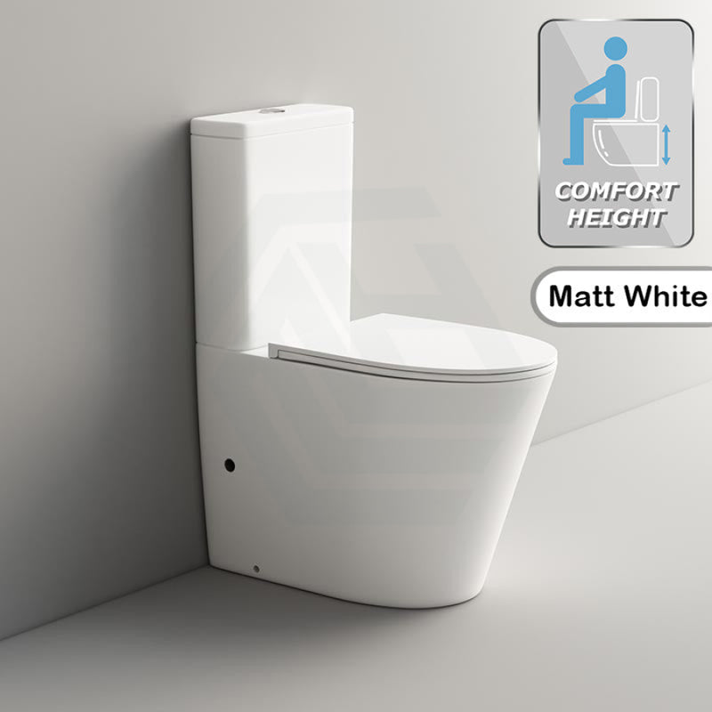 Ceramic Toilet Suite Rimless Comfort Height 670mm Matt White