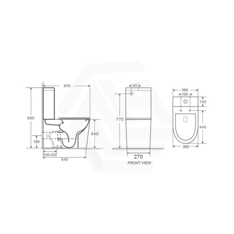 670X360X850Mm Bathroom Rimless Tornado Toilet Suite Comfort Height Back To Wall White Gloss Suites