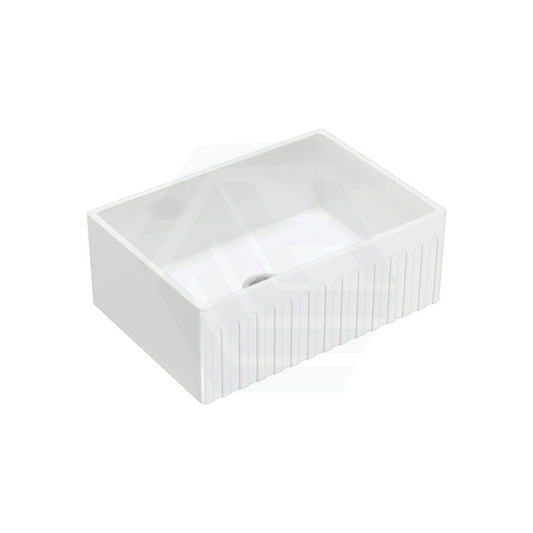 675X475X250Mm Charlton Gloss White Ceramic Fluted Single Bowl Kitchen Butler Laundry Sink Sinks