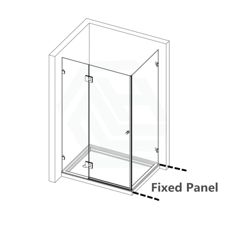 685-1400Mm L Shape Frameless Shower Screen Hinge Door Fix Panel Matt Black Fittings 10Mm Glass 200Mm