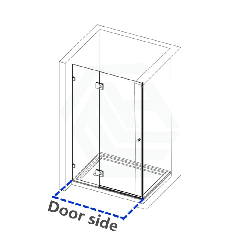 685-1400Mm L Shape Frameless Shower Screen Hinge Door Fix Panel Matt Black Fittings 10Mm Glass