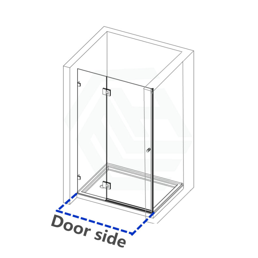 685-1400Mm L Shape Frameless Shower Screen Hinge Door Fixed Panel Chrome Fittings 10Mm Glass