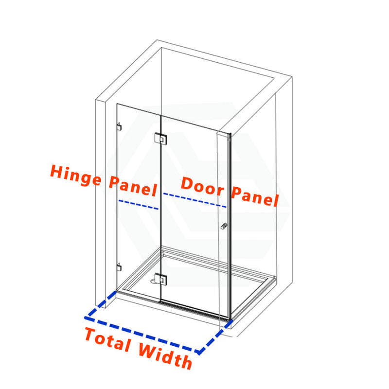 685-1400Mm Wall To Shower Screen Hinge And Door Panel Matt Black Fittings Frameless 10Mm Glass