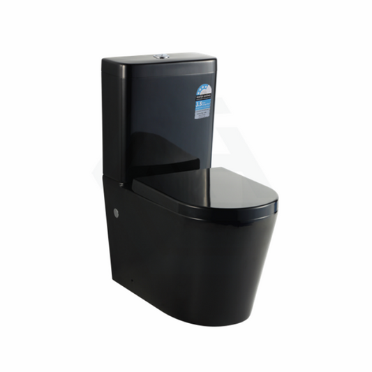 680X360X820Mm Kasey Ceramic Black Box Rim Back To Wall Faced Toilet Suite Back/left And Right Bottom