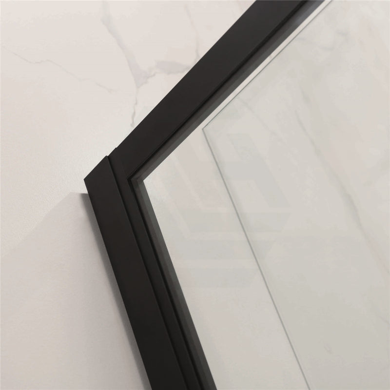 700-1470X1900Mm Semi-Frameless Shower Screen Pivot Door Wall To Matt Black Fittings 6Mm Glass