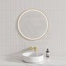 700/900Mm Aulic Windsor Round Led Mirror Brushed Bronze Framed Touchless Backlit Mirrors