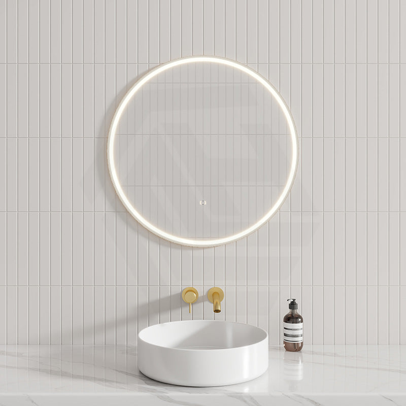 700/900Mm Aulic Windsor Round Led Mirror Matt White Framed Touchless Backlit Mirrors