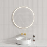 700/900Mm Aulic Windsor Round Led Mirror Matt White Framed Touchless Backlit Mirrors