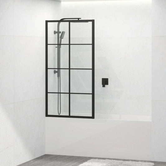 Bathtub Shower Screen Framed Fixed Panel 700/800mm Black