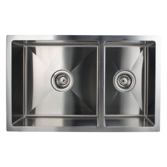 710X450X205Mm 1.2Mm Handmade Round Corners Double Bowls Top / Undermount Flush Mount Kitchen Sink