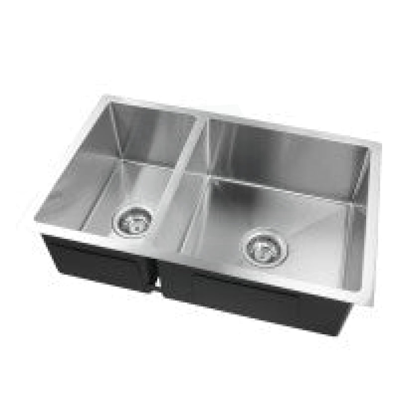 710X450X205Mm 1.2Mm Handmade Round Corners Double Bowls Top / Undermount Flush Mount Kitchen Sink