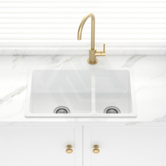 Granite Kitchen Sink Double Bowls 710mm White