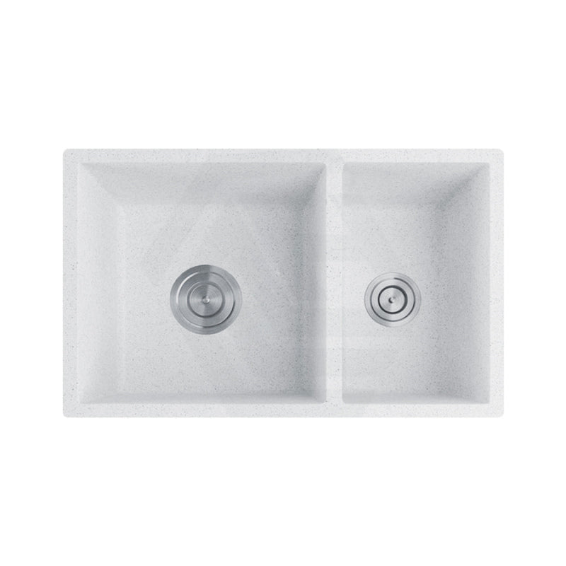 710X450X205Mm White Granite Stone Kitchen Sink Double Bowls Top/undermount