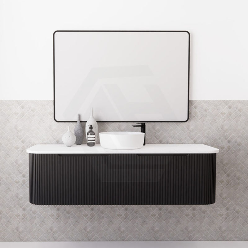 750-1500mm Bergen Wall Hung Vanity Matt Black PVC Coating MDF Board Bathroom Cabinet