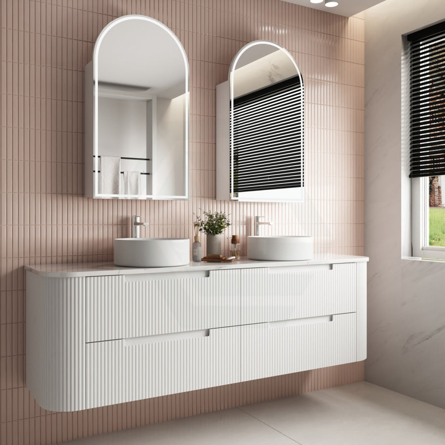 750-1800Mm Aulic Curva Wall Hung Vanity Finger Pull Drawer Timber Plywood Matt White Cabinet Only 